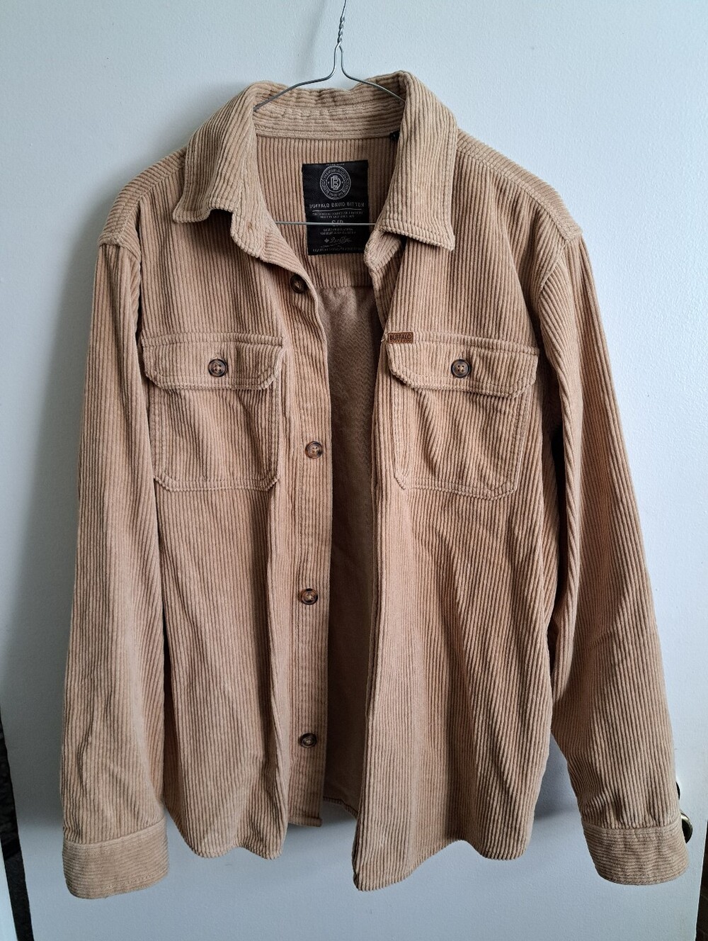 Buffalo David Bitton Beige Corduroy Button-Up Jacket Shirt
